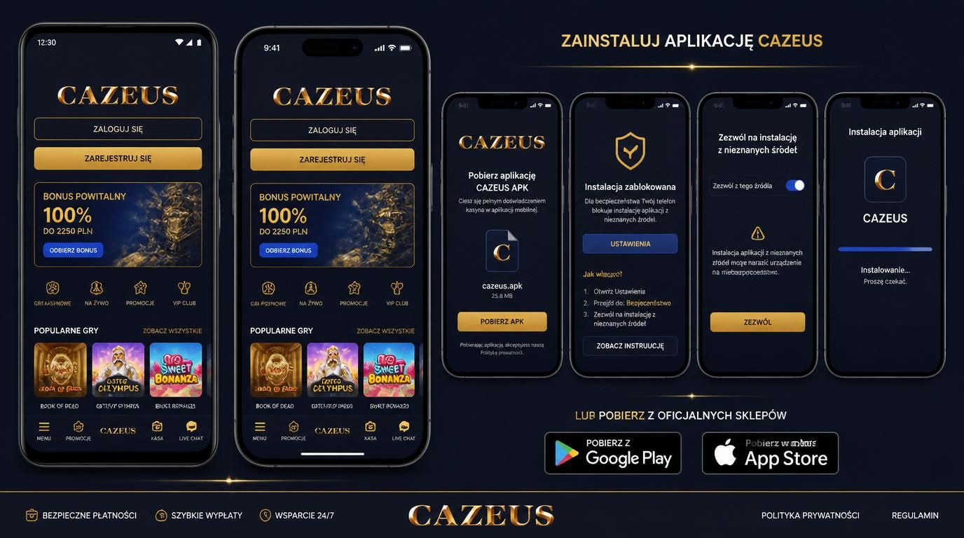 Mobilna instalacja Cazeus na Androidzie i iOS z Polskimi komunikatami