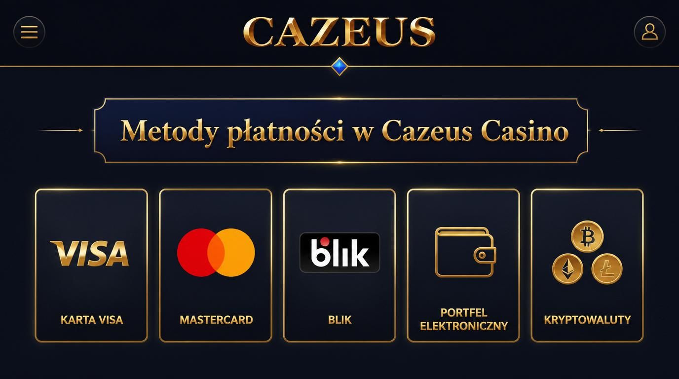 Interfejs prezentujący różne metody wpłaty w kasynie