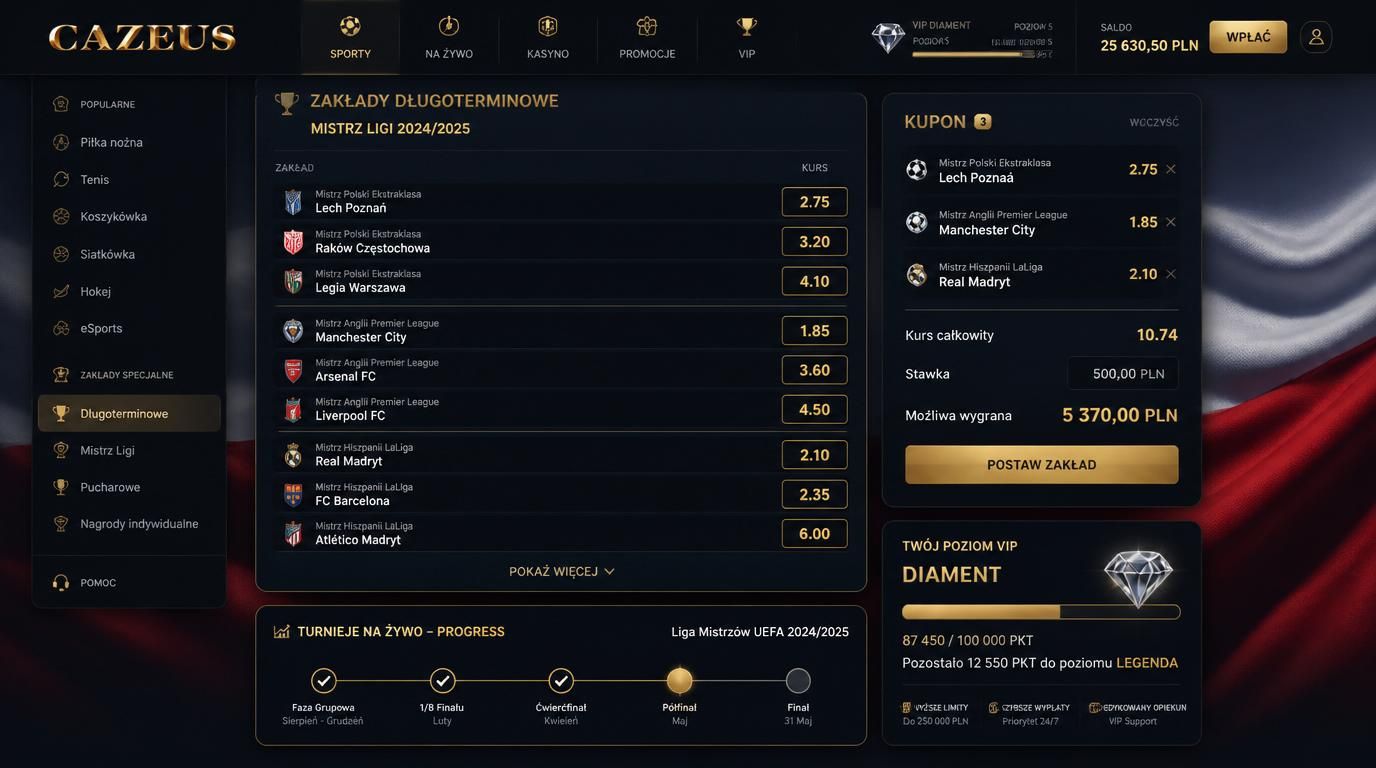 Outright Markets w Cazeus Casino – zakłady o dużą stawkę, wynik dojrzewający tygodniami